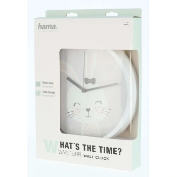 Hama Lovely Bunny, dětské nástěnné hodiny, průměr 25 cm, tichý chod (rozbalené)