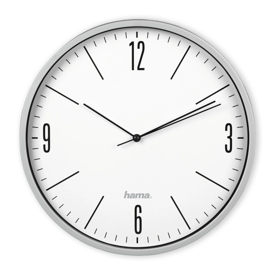 Hama Elegante, nástěnné hodiny, průměr 30 cm, tichý chod, šedé