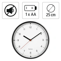 Hama Linea, nástěnné hodiny, průměr 25 cm, tichý chod, černé