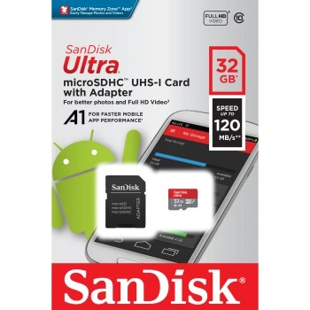 SanDisk Ultra microSDHC 32GB 120MB/s  A1 Class 10 UHS-I, s adaptérem