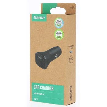 Hama Eco rychlá USB nabíječka do vozidla, USB-C PD/QC 25 W, černá