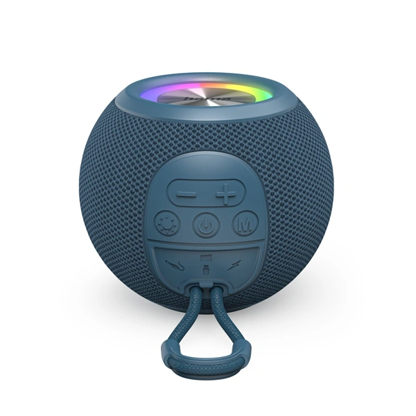 Hama Ball, Bluetooth reproduktor, 5 W, LED podsvícení, AUX-in, USB-A, microSD slot, modrý