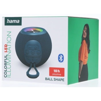 Hama Ball, Bluetooth reproduktor, 5 W, LED podsvícení, AUX-in, USB-A, microSD slot, modrý
