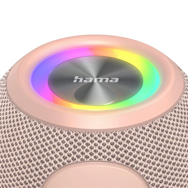 Hama Ball, Bluetooth reproduktor, 5 W, LED podsvícení, AUX-in, USB-A, microSD slot, růžový