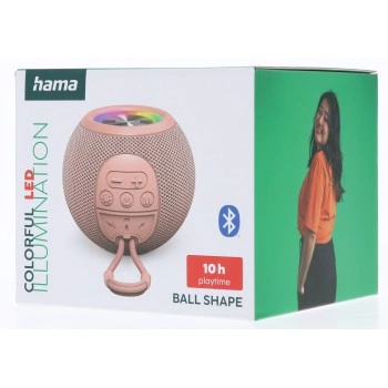 Hama Ball, Bluetooth reproduktor, 5 W, LED podsvícení, AUX-in, USB-A, microSD slot, růžový