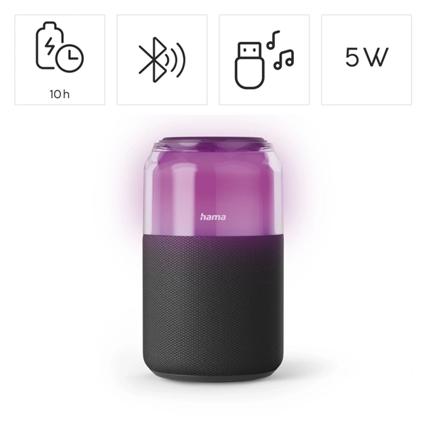 Hama Can Speaker, Bluetooth reproduktor ve tvaru plechovky, 5 W, 4 světelné režimy
