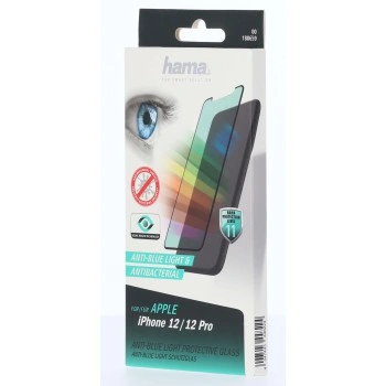 Hama Anti-Bluelight+Antibacterial, 3D ochranné sklo pro Apple iPhone 12/12 Pro