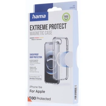 Hama Extreme Protect, kryt pro Apple iPhone 16e, magnetický, D3O®, nežloutne, průhledný