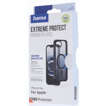 Hama Extreme Protect, kryt pro Apple iPhone 16e, magnetický, D3O®, černý