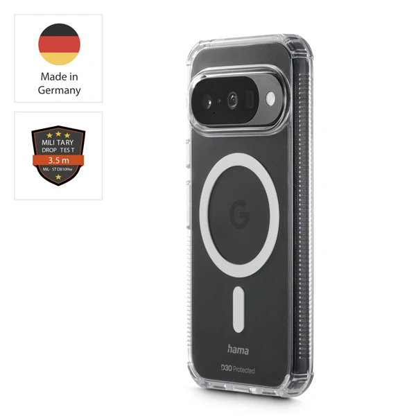 Hama Extreme Protect, kryt pro Google Pixel 10/10 Pro, magnetický, D3O®, nežloutne, průhledný