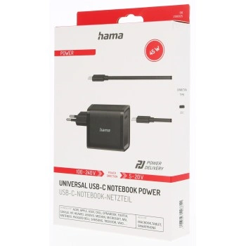 Hama USB-C napájecí zdroj, Power Delivery, 5-20 V, 45 W