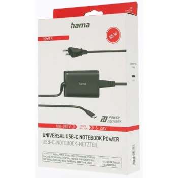 Hama USB-C napájecí zdroj, Power Delivery, 5-20 V, 65 W