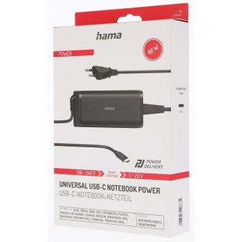 Hama USB-C napájecí zdroj, Power Delivery, 5-20 V, 92 W