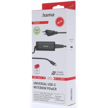 Hama USB-C napájecí zdroj pro notebooky, Power Delivery, GaN, 65 W