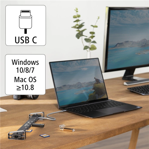 Hama USB-C dokovací stanice Connect2Office Basic, 9 připojení, odnímatelné nožičky