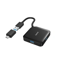 Hama USB hub, 4 porty, USB 3.2 Gen 1, USB-C adaptér