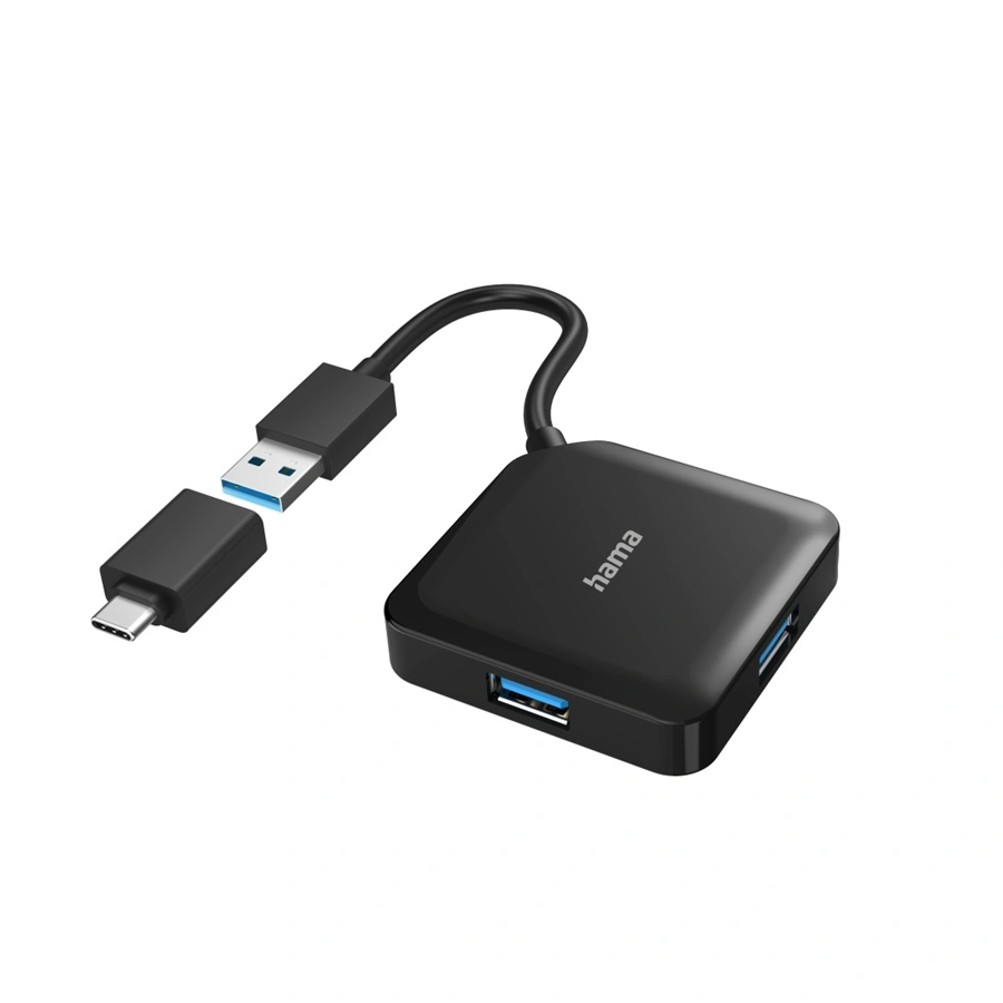 Hama USB hub, 4 porty, USB 3.2 Gen 1, USB-C adaptér