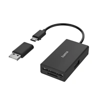 Hama USB 2.0 OTG Hub/čtečka karet, 3 porty, USB-A, microSD, včetně USB-A adaptéru