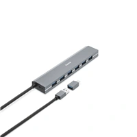 Hama USB hub, 7 portů, USB 3.2, 5 Gb/s, USB-C adaptér, síťový zdroj