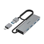 Hama USB hub, 4 porty, USB 3.2, 5 Gb/s, USB-C adaptér, síťový zdroj