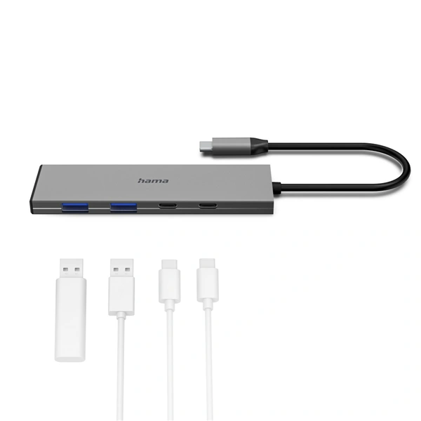 Hama USB-C hub, 4 porty, USB 3.2 10 Gb/s, PD 100 W, hliníkový
