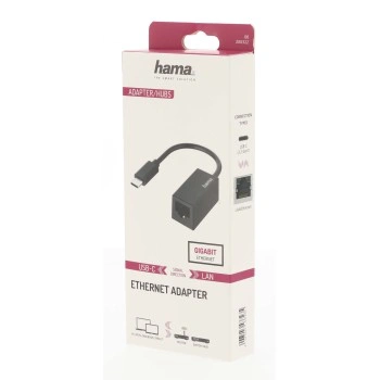 Hama síťový adaptér USB-C - RJ45, Gigabit Ethernet