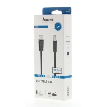 Hama USB 2.0 kabel typ A-B, 3 m