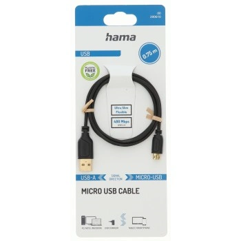 Hama micro USB 2.0 kabel Flexi-Slim 0,75 m, černý