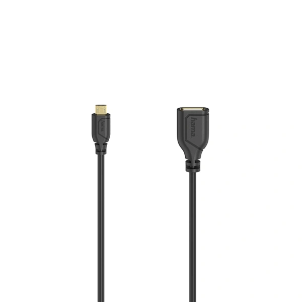 Hama redukce micro USB na USB-A (OTG), Flexi-Slim, oboustranný konektor, 15 cm, černá