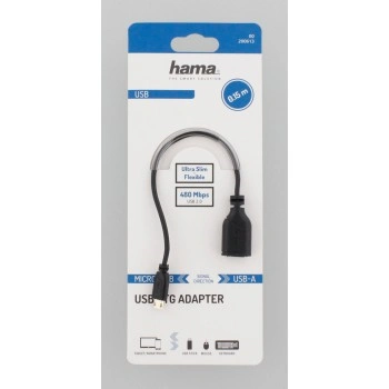 Hama redukce micro USB na USB-A (OTG), Flexi-Slim, oboustranný konektor, 15 cm, černá