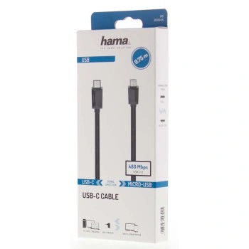 Hama USB-C 2.0 kabel typ C – micro B, 0,75 m