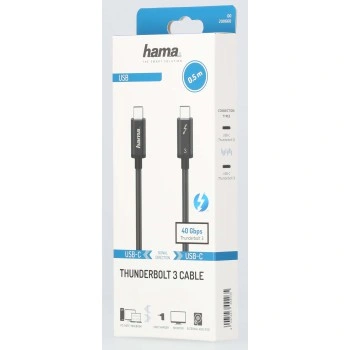Hama Thunderbolt 3 kabel, USB-C, 0,5 m, 40 Gb/s, 100 W (rozbalený)