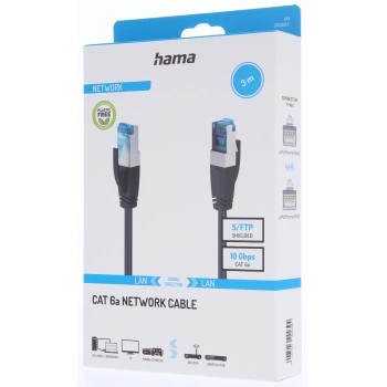 Hama síťový kabel Cat6a S/FTP RJ45 3 m, stíněný, 10 Gb/s
