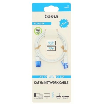 Hama síťový kabel Flexi-Slim Cat6a U/UTP RJ45 0,75 m, 10 Gb/s, tenký