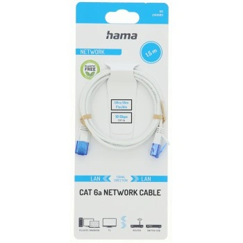 Hama síťový kabel Flexi-Slim Cat6a U/UTP RJ45 1,5 m, 10 Gb/s, tenký