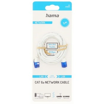 Hama síťový kabel Flexi-Slim Cat6a U/UTP RJ45 3 m, 10 Gb/s, tenký