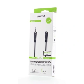 Hama prodlužovací audio kabel pro headsety, jack 3,5 mm 4pól., 1,5 m