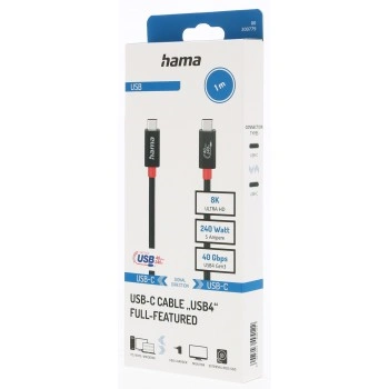 Hama USB-C kabel USB4, 1 m, 40 Gb/s, 240 W