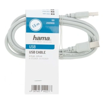 Hama USB 2.0 kabel typ A-B, 1,5 m, nebalený