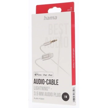 Hama MFI audio adaptérový kabel Lightining na jack 3,5 mm pro Apple, 1 m, aktivní, alu