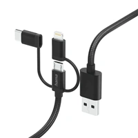 Hama USB kabel 3v1: micro USB, USB-C, Lightning, 1,5 m