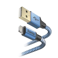 Hama MFi USB kabel Reflective pro Apple, USB-A Lightning 1,5 m, modr