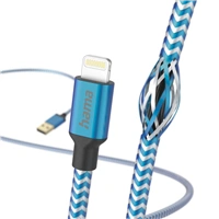 Hama MFi USB kabel Reflective pro Apple, USB-A Lightning 1,5 m, modr