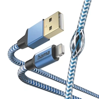 Hama MFi USB kabel Reflective pro Apple, USB-A Lightning 1,5 m, modr