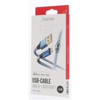 Hama MFi USB kabel Reflective pro Apple, USB-A Lightning 1,5 m, modr