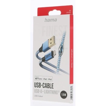 Hama MFi USB kabel Reflective pro Apple, USB-A Lightning 1,5 m, modrý