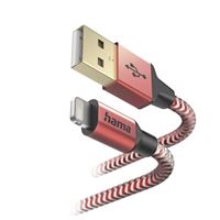 Hama MFi USB kabel Reflective pro Apple, USB-A Lightning 1,5 m, erven