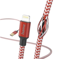 Hama MFi USB kabel Reflective pro Apple, USB-A Lightning 1,5 m, červený