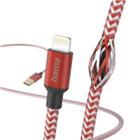 Hama MFi USB kabel Reflective pro Apple, USB-A Lightning 1,5 m, erven