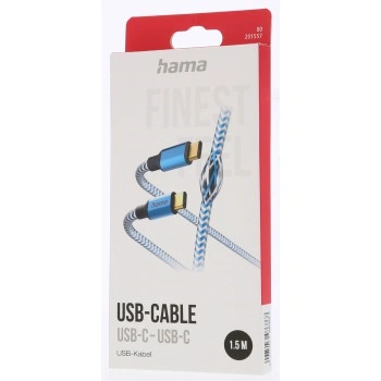 Hama kabel Reflective USB-C 2.0 typ C-C 1,5 m, modrý